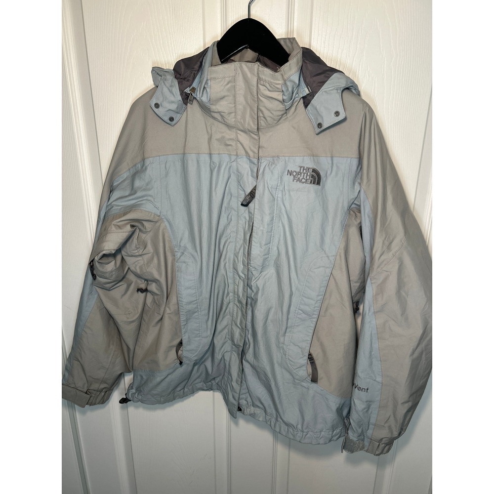 The North Face Women's Waterproof Hooded Jacket Light Blue Tan L/G Ski Snowboard